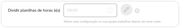 Configurando horário de divisão das folhas de ponto em configurações de horários de trabalho
